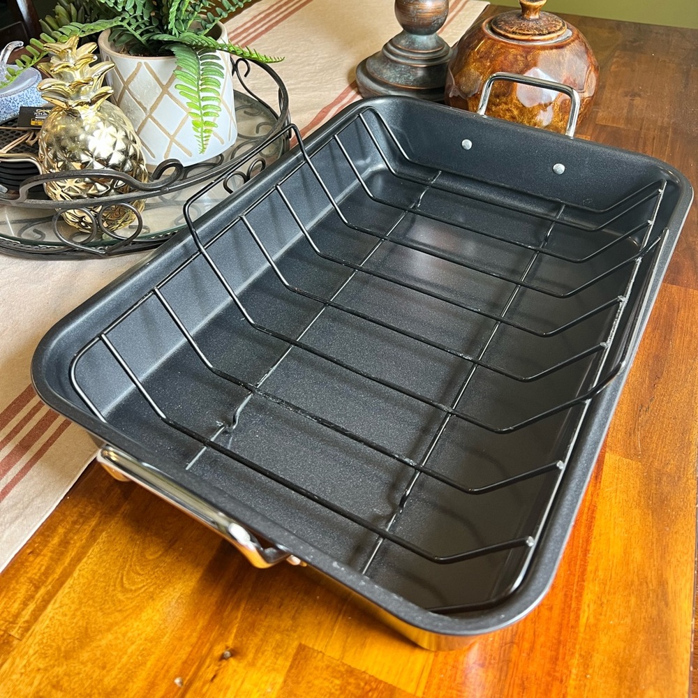 Premium Black 18 x 13 x 3 Nonstick Roasting Pan with Rack